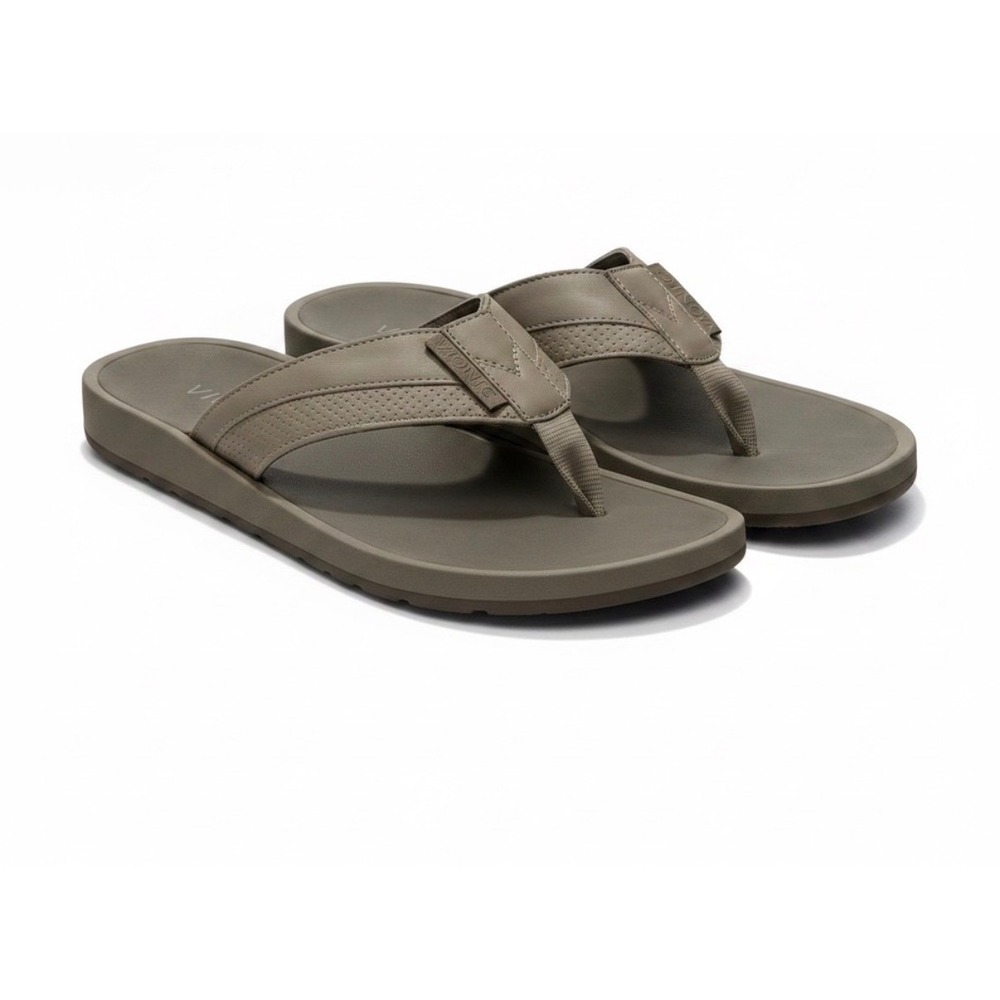 Vionic Wyatt Mens Flip Flop Sandals Olive Drab Orthotic Arch Support Size 7 NEW